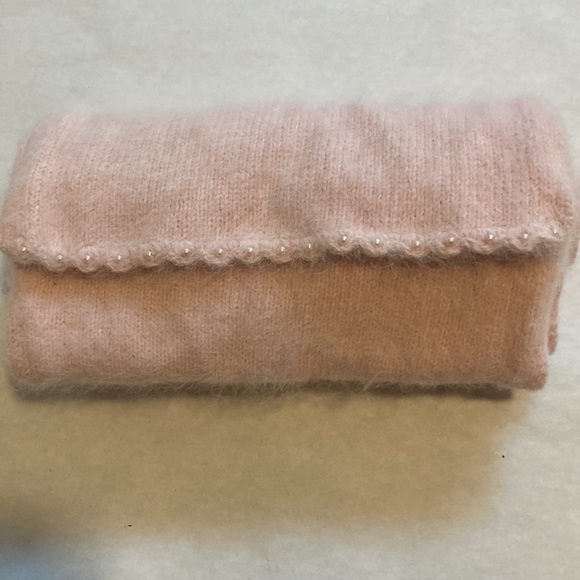 cashmere and Angora pink scarf with pearl lining - Picture 1 of 2